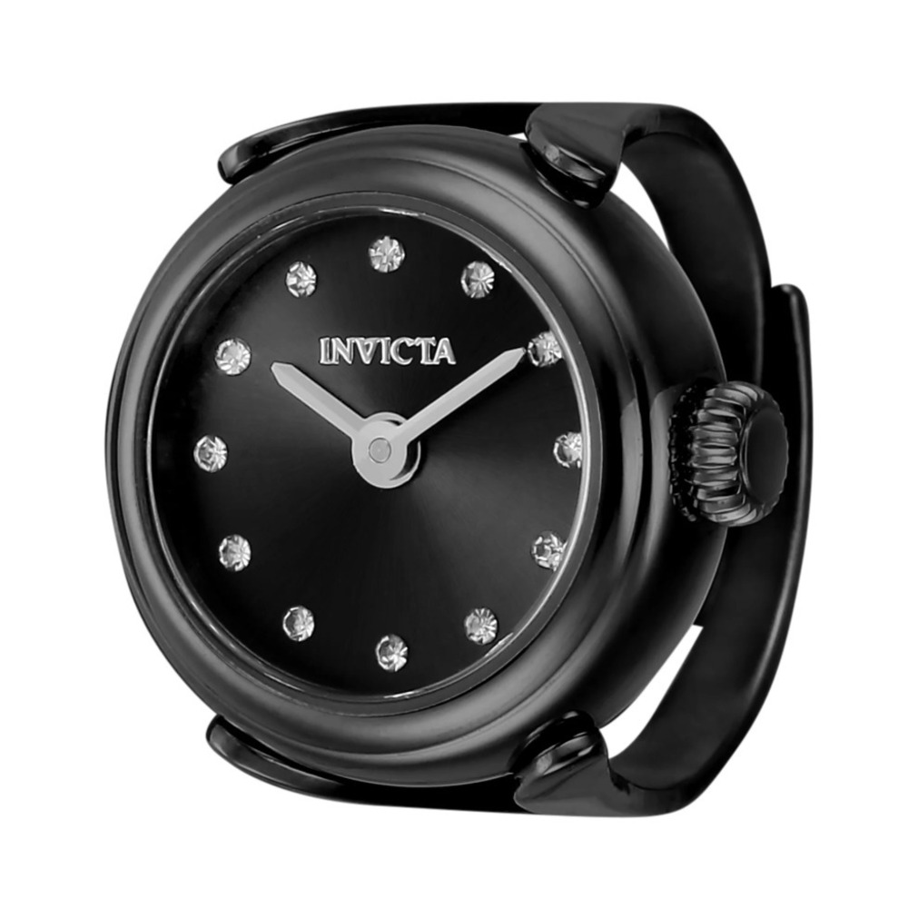 Invicta Mini Angel Lumalink Ring Watch 44482 Black Crystal New